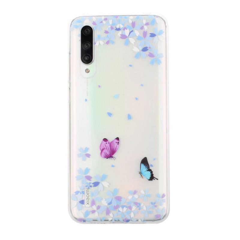 Cover Hoesje Xiaomi Mi 9 Lite Telefoonhoesje Transparante Vlinders En Bloemen
