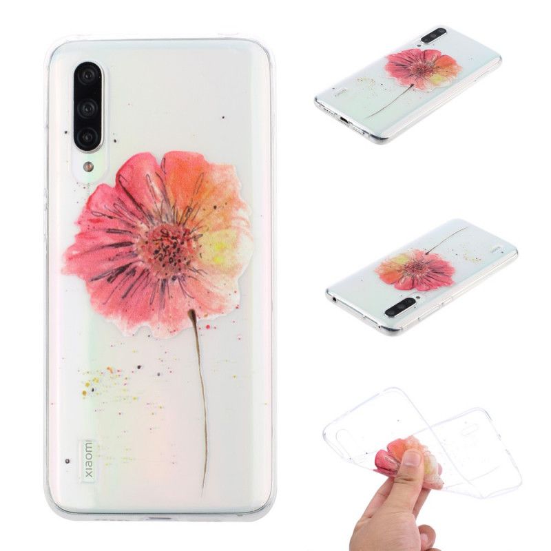 Hoesje voor Xiaomi Mi 9 Lite Transparante Aquarel Klaproos