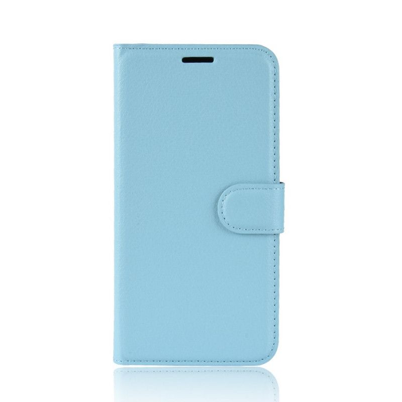 Leren Hoesje Xiaomi Mi 9 Lite Wit Zwart Klassiek Lychee Kunstleer