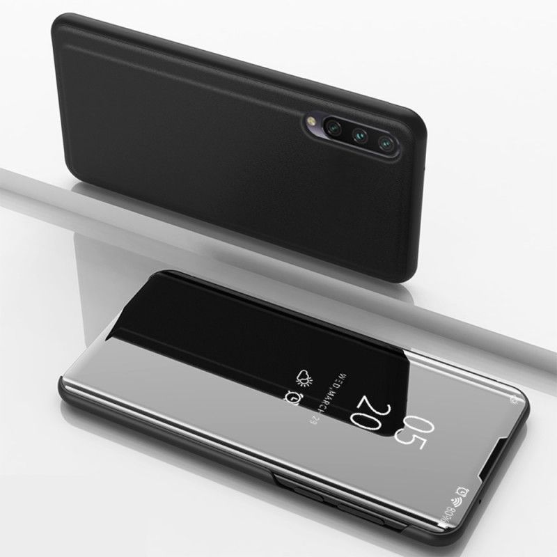 Zichtafdekking Xiaomi Mi 9 Lite Magenta Zwart Spiegel En Kunstleer