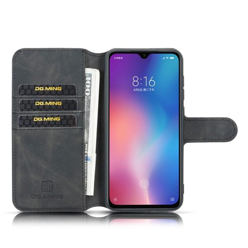 Cover Folio-hoesje Xiaomi Mi 9 Grijs Zwart Telefoonhoesje Retro Dg.Ming