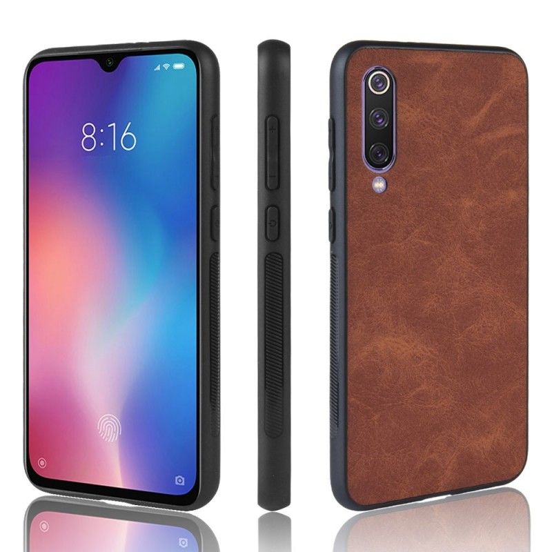 Hoesje Xiaomi Mi 9 Bruin Zwart Vintage Look Leereffect