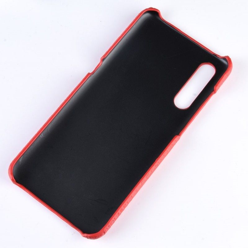 Hoesje Xiaomi Mi 9 Donkerblauw Rood Krokodillenhuideffect