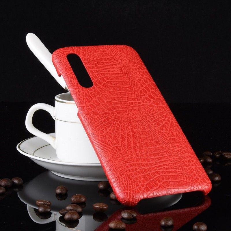 Hoesje Xiaomi Mi 9 Donkerblauw Rood Krokodillenhuideffect