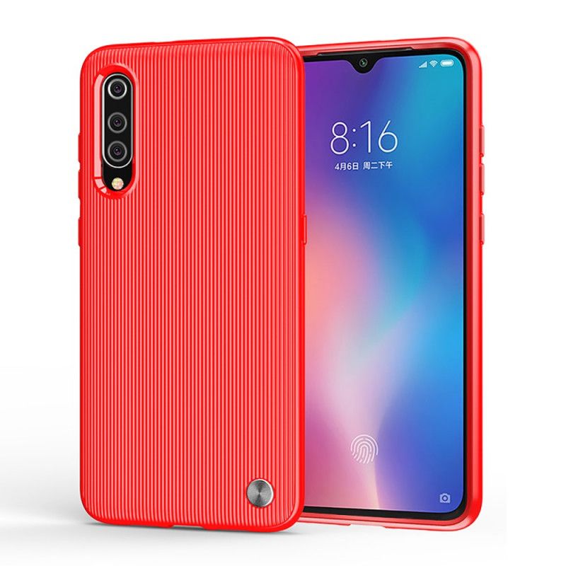 Hoesje Xiaomi Mi 9 Donkerblauw Zwart Getextureerde Siliconen