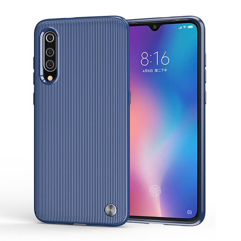 Hoesje Xiaomi Mi 9 Donkerblauw Zwart Getextureerde Siliconen