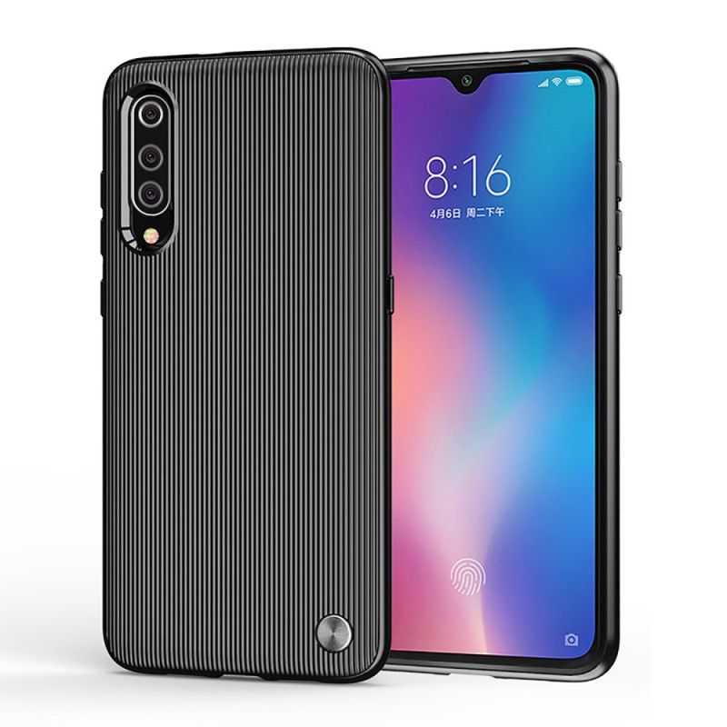 Hoesje Xiaomi Mi 9 Donkerblauw Zwart Getextureerde Siliconen