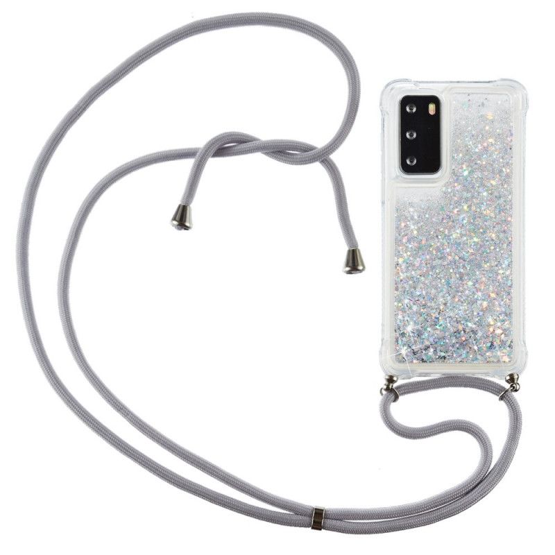 Huawei P40 Glitter-Hoesje Met Koord