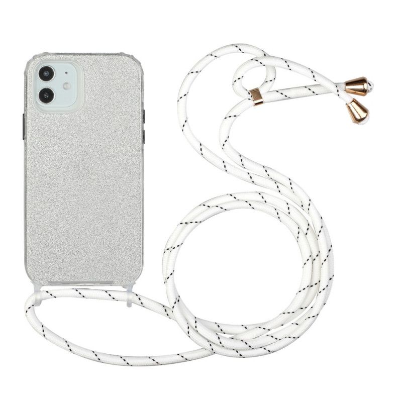 Iphone 12/12 Pro-Hoesje Met Pailletten Met Trekkoord