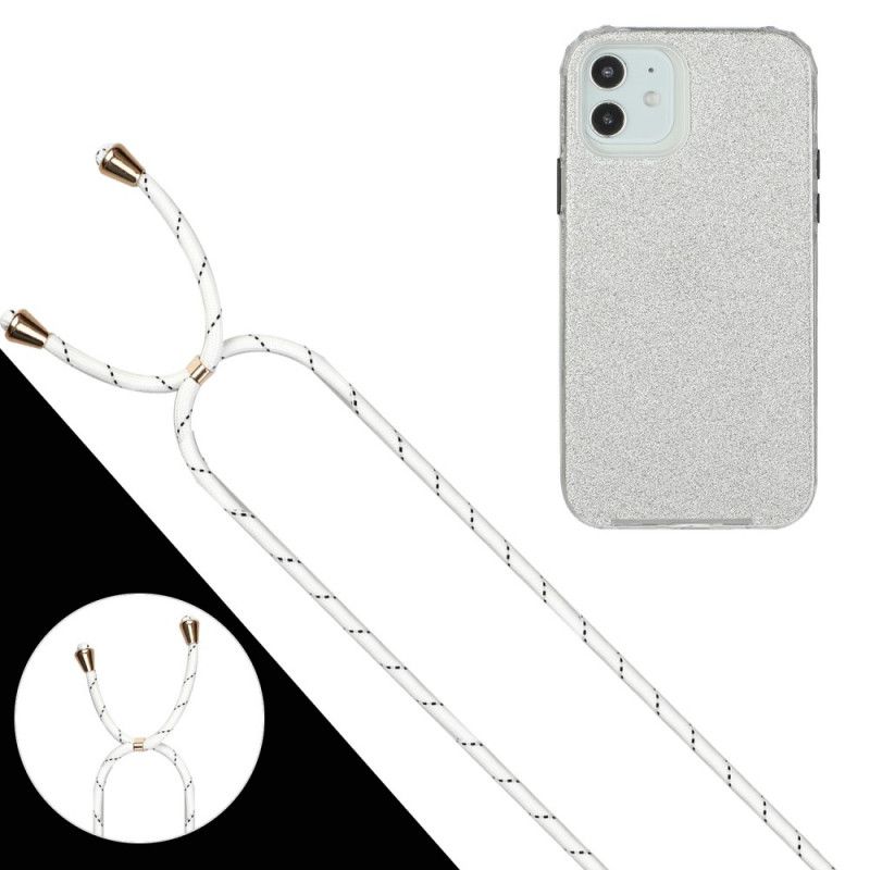 Iphone 12/12 Pro-Hoesje Met Pailletten Met Trekkoord