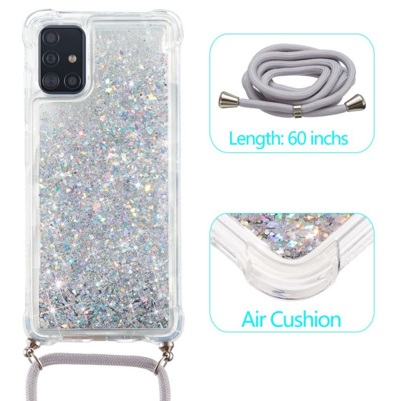 Samsung Galaxy A51 Glitterhoesje Met Koord