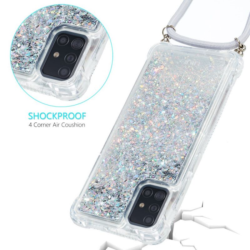 Samsung Galaxy A51 Glitterhoesje Met Koord