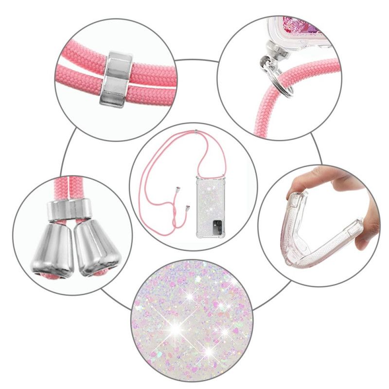 Samsung Galaxy A52 4G / A52 5G Glitterhoes Met Trekkoord