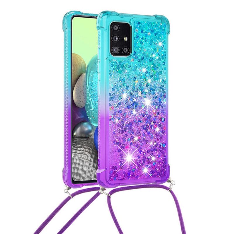 Samsung Galaxy A71 Siliconen Hoesje Met Glitter En Koord