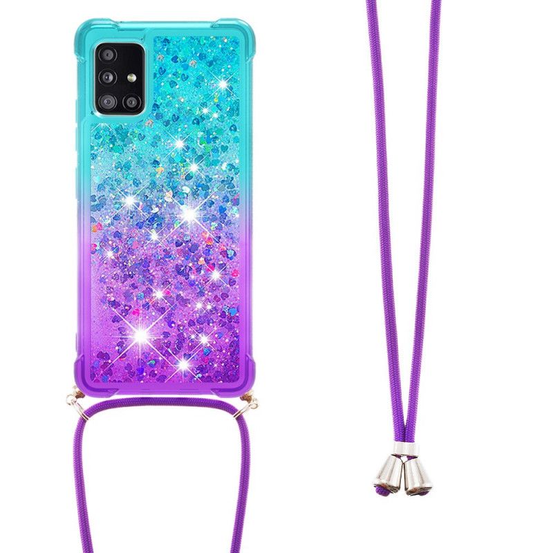 Samsung Galaxy A71 Siliconen Hoesje Met Glitter En Koord