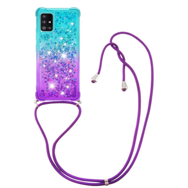 Samsung Galaxy A71 Siliconen Hoesje Met Glitter En Koord