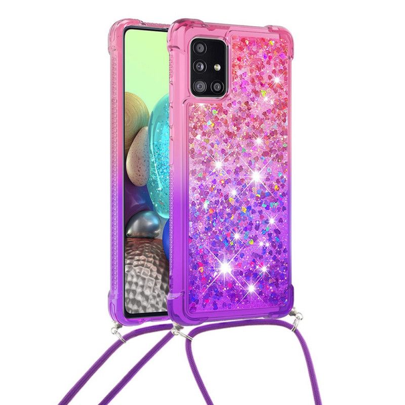Samsung Galaxy A71 Siliconen Hoesje Met Glitter En Koord