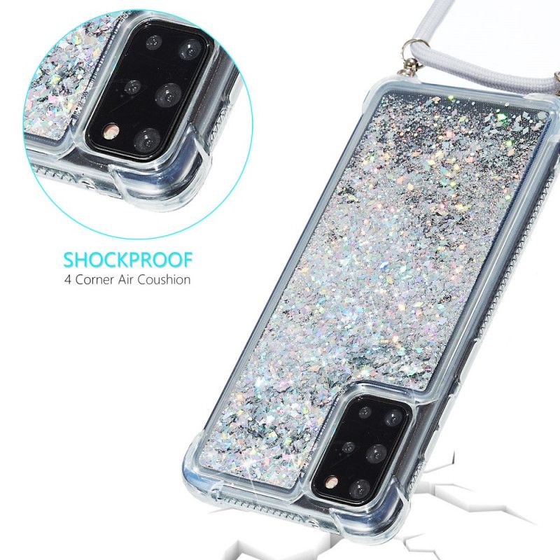 Samsung Galaxy S20 Plus / S20 Plus 5G Glitter Hoesje Met Koord