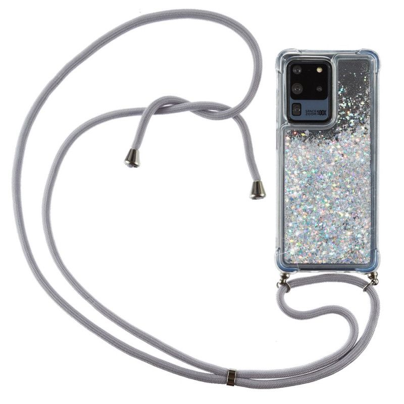 Samsung Galaxy S20 Ultra Glitter Hoesje Met Koord