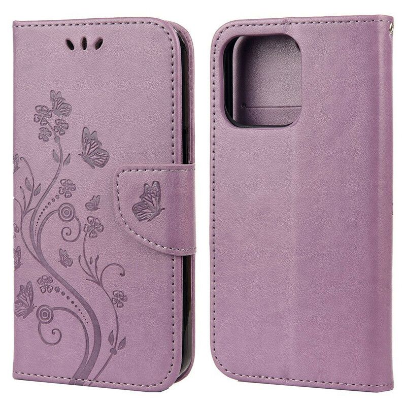 Bescherming Hoesje iPhone 13 Mini Bloemen Strappy
