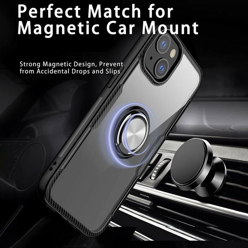 Case Hoesje iPhone 13 Mini Telefoonhoesje Koolstofvezel Metalen Ring