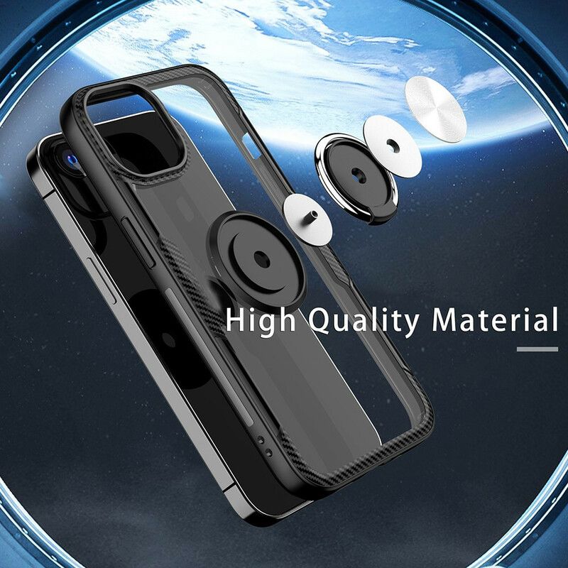 Case Hoesje iPhone 13 Mini Telefoonhoesje Koolstofvezel Metalen Ring