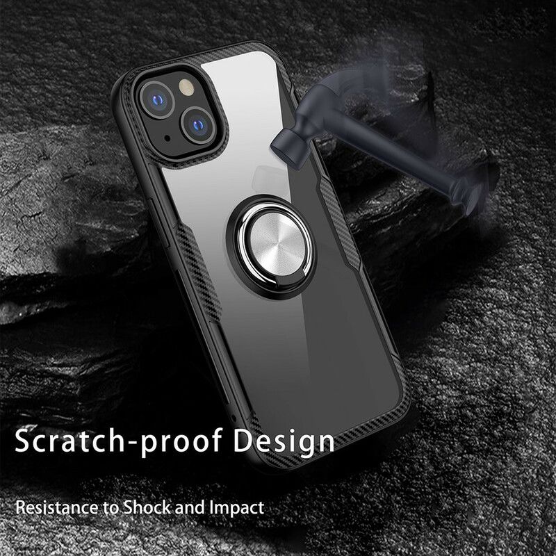 Case Hoesje iPhone 13 Mini Telefoonhoesje Koolstofvezel Metalen Ring