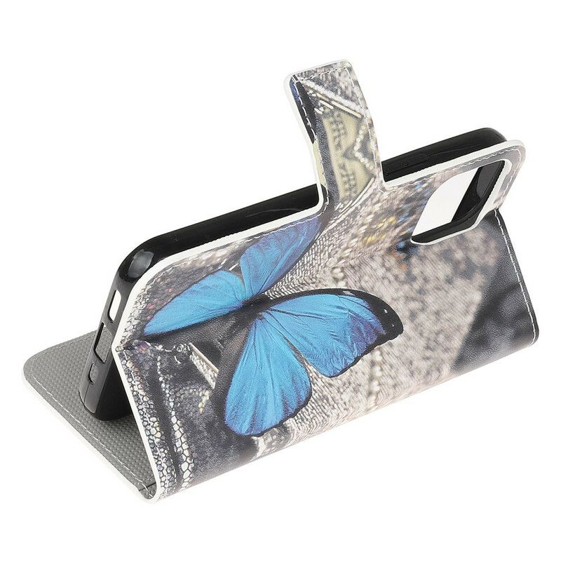 Flip Case Leren iPhone 13 Mini Blauwe Vlinder