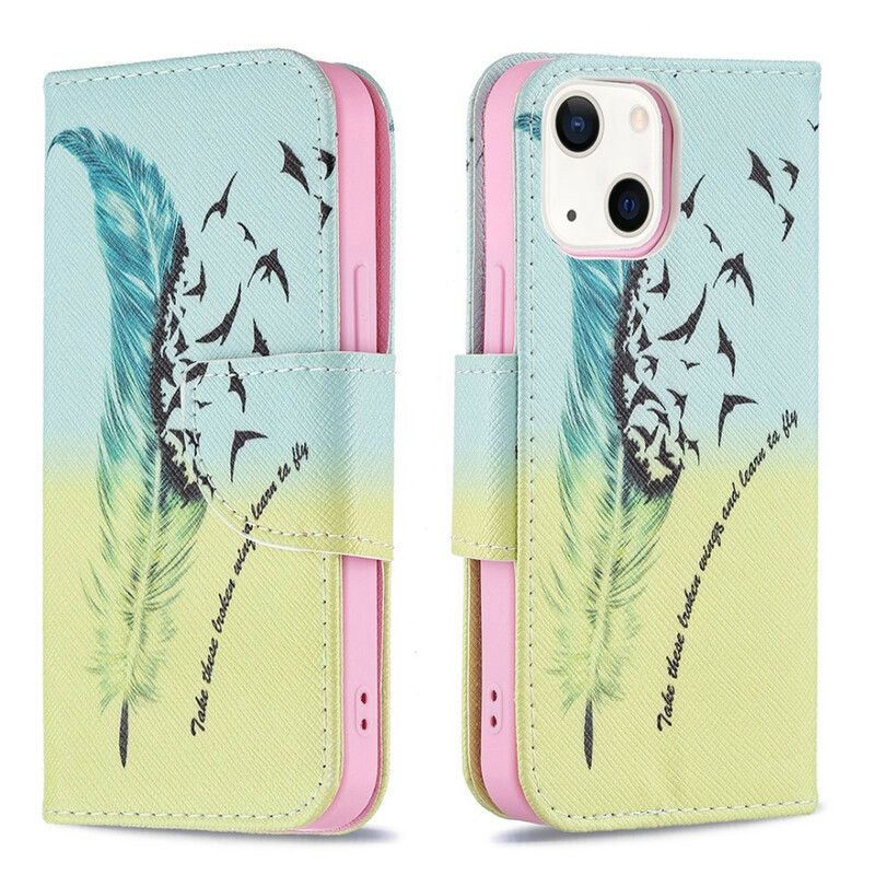 Flip Case Leren iPhone 13 Mini Leer Vliegen