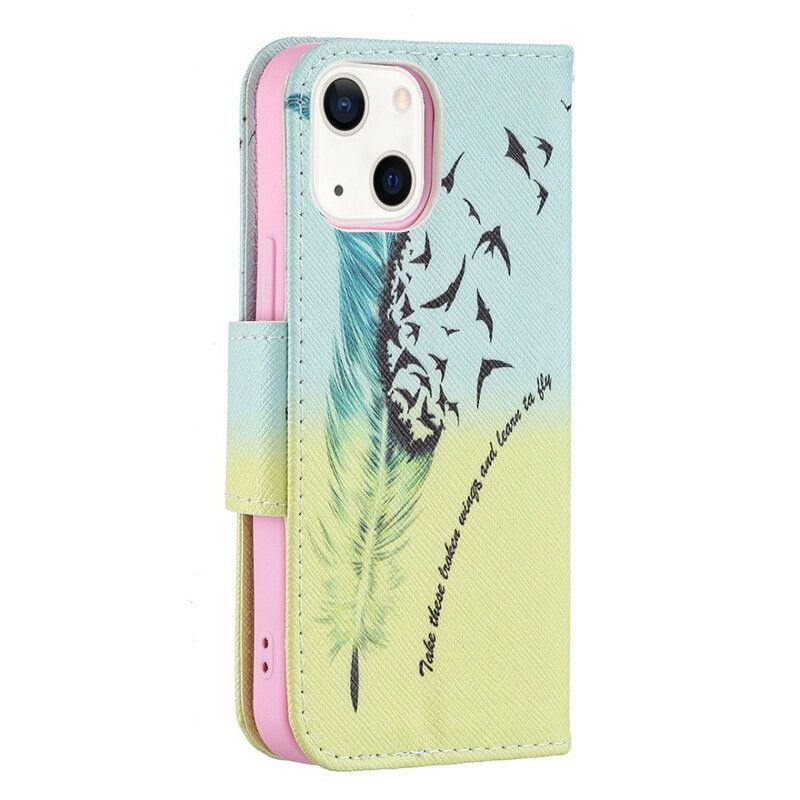 Flip Case Leren iPhone 13 Mini Leer Vliegen