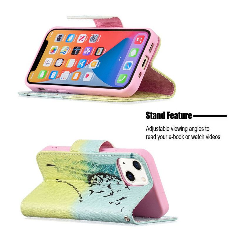 Flip Case Leren iPhone 13 Mini Leer Vliegen