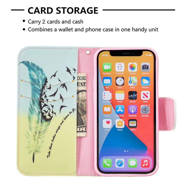 Flip Case Leren iPhone 13 Mini Leer Vliegen