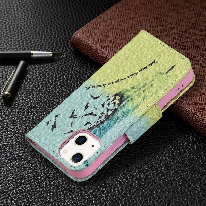 Flip Case Leren iPhone 13 Mini Leer Vliegen