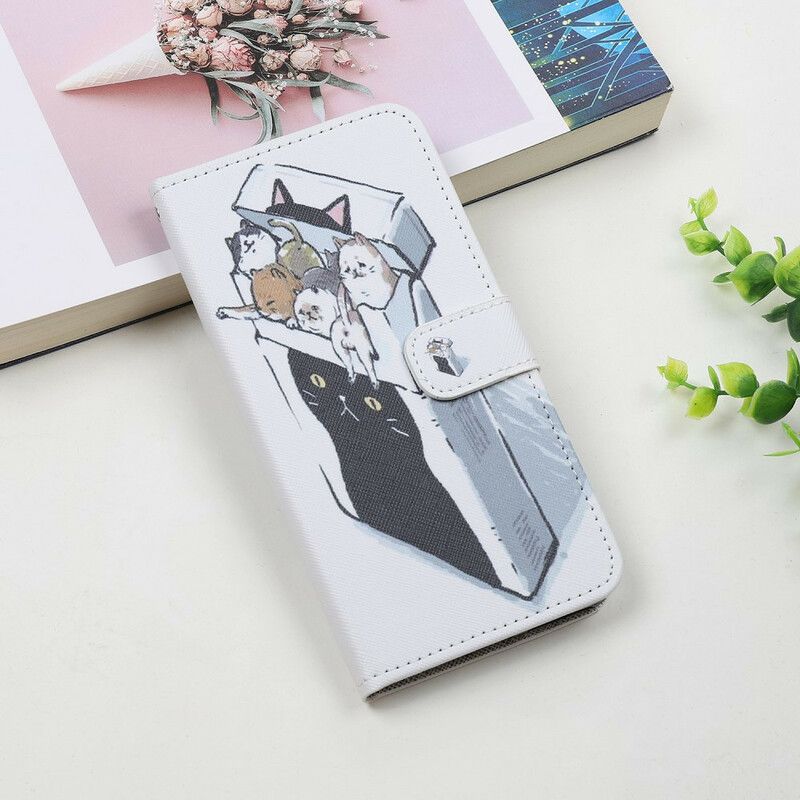 Flip Case Leren iPhone 13 Mini Levering String Katten