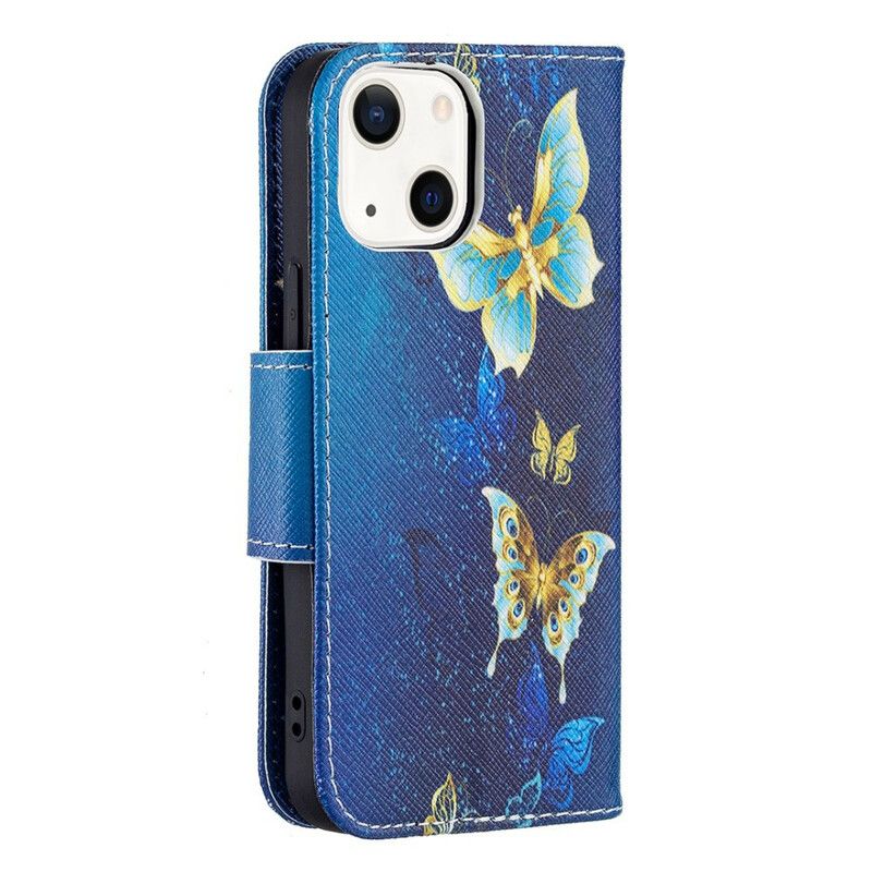 Flip Case Leren iPhone 13 Mini Vlinders Koningen