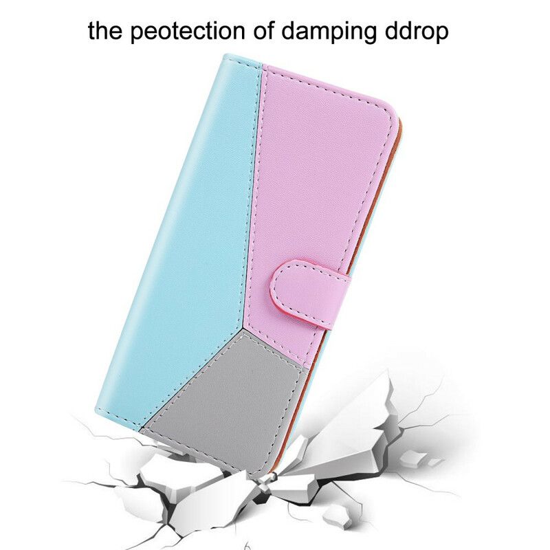 Folio-hoesje iPhone 13 Mini Driekleurig Leereffect