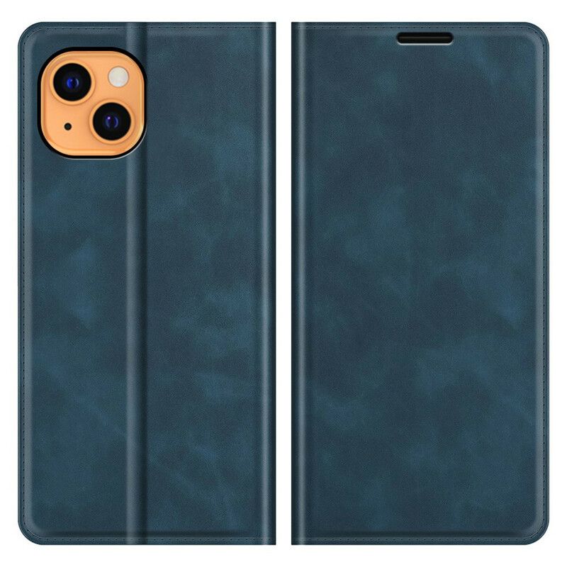 Folio-hoesje iPhone 13 Mini Zijdezacht Leereffect