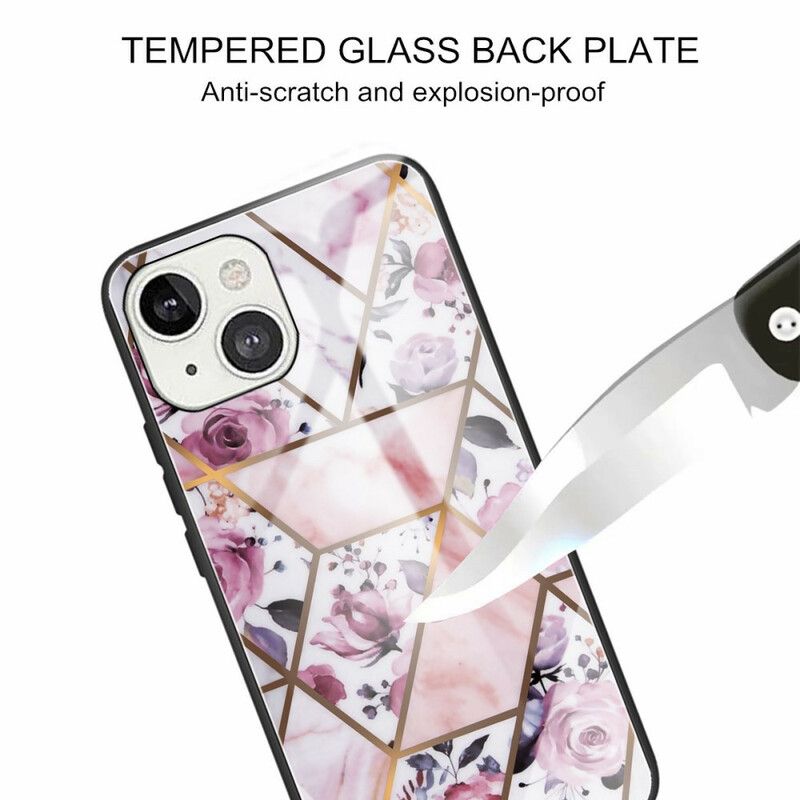 Hoesje iPhone 13 Mini Gehard Glas Marmer Geometrie