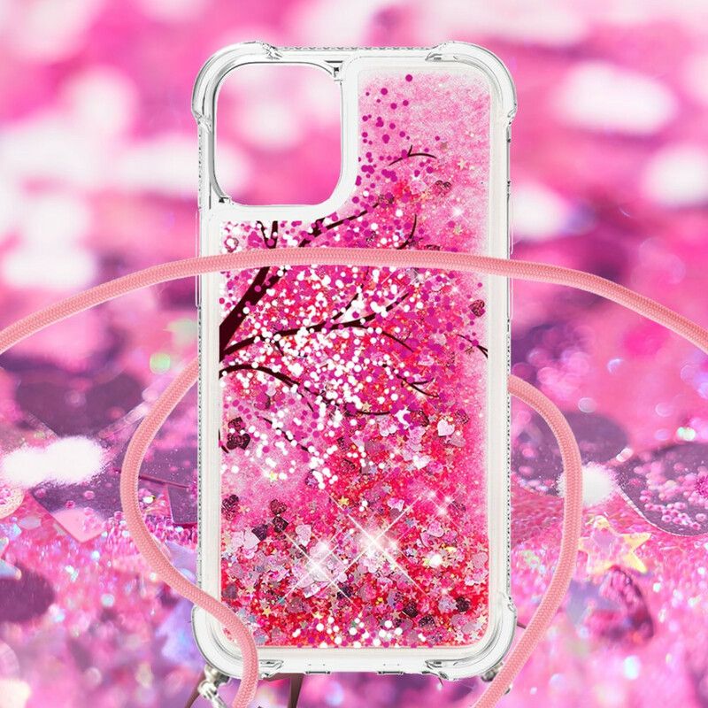 Hoesje iPhone 13 Mini Glitterboom Met Snoer