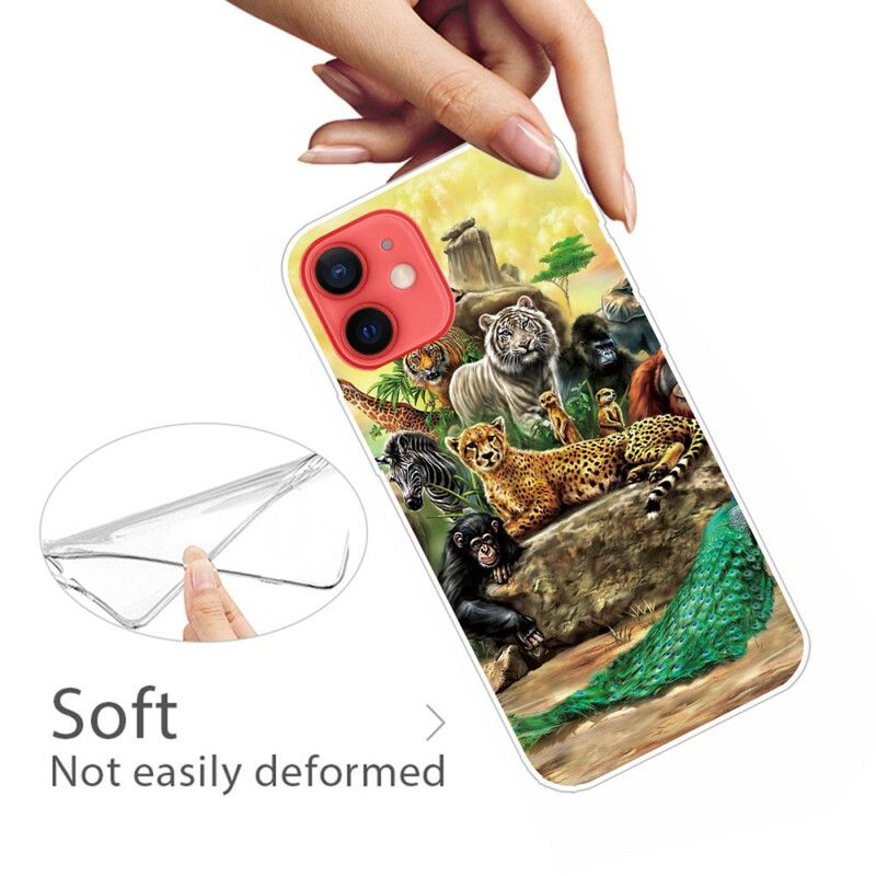 Hoesje iPhone 13 Mini Safari Dieren Bescherming Hoesje