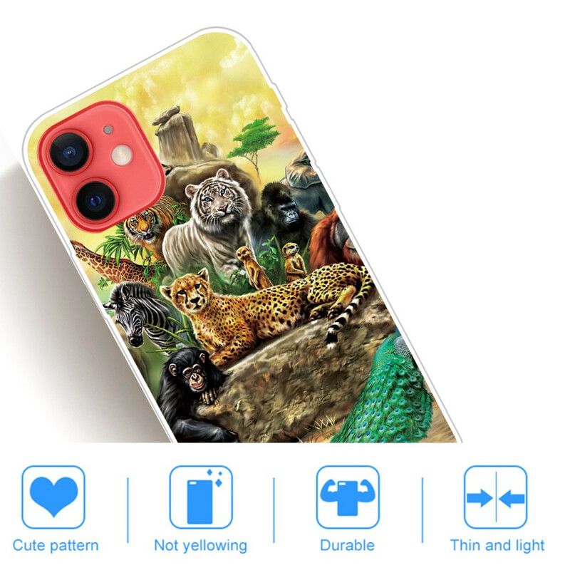 Hoesje iPhone 13 Mini Safari Dieren Bescherming Hoesje