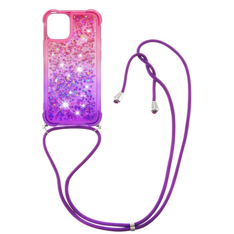 Hoesje iPhone 13 Mini Siliconen Pailletten En Koord
