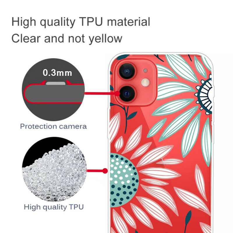 Hoesje iPhone 13 Mini Transparante Één Bloem Bescherming Hoesje