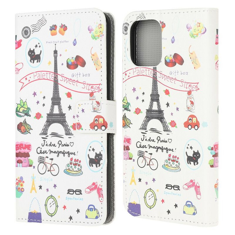 Leren Hoesje iPhone 13 Mini Ik Hou Van Parijs Bescherming Hoesje