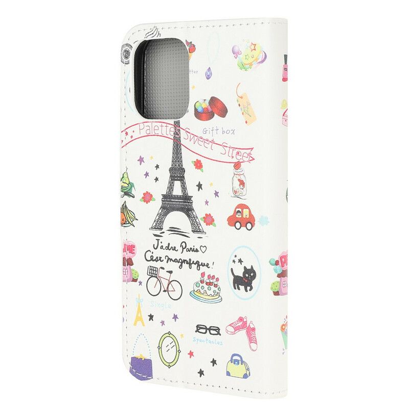Leren Hoesje iPhone 13 Mini Ik Hou Van Parijs Bescherming Hoesje