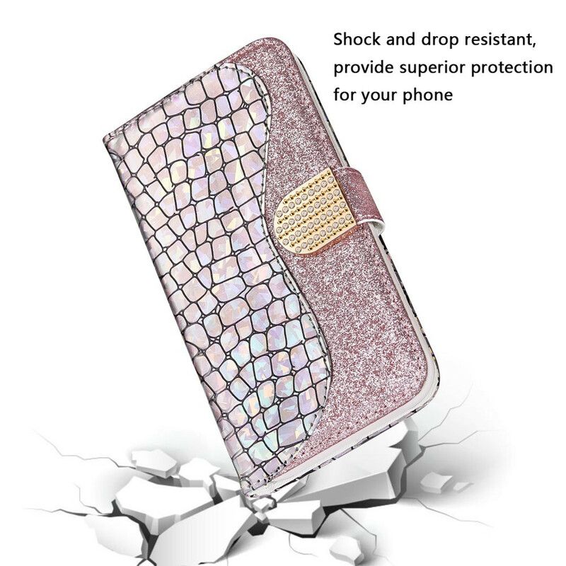 Leren Hoesje iPhone 13 Mini Krokodil Diamanten Bescherming Hoesje