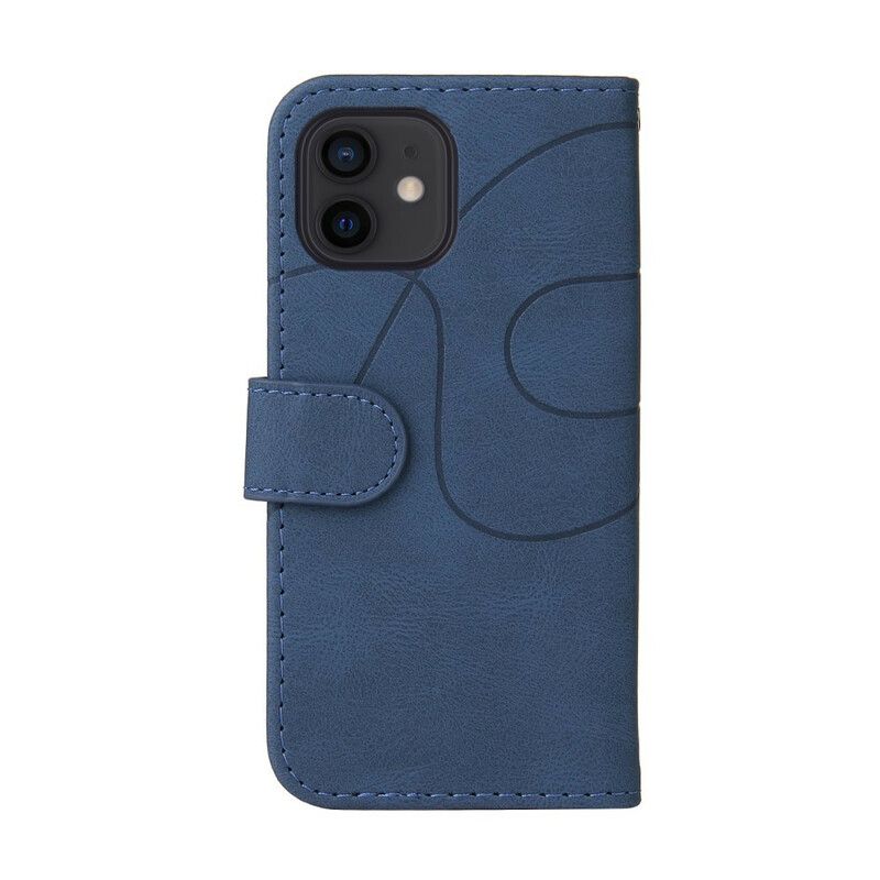 Leren Hoesje iPhone 13 Mini Signature Tweekleurig Kunstleer Bescherming Hoesje