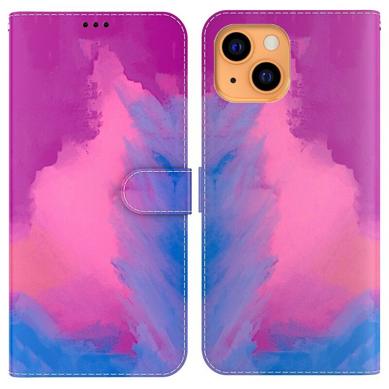 Leren Hoesje Voor iPhone 13 Mini Aquarel