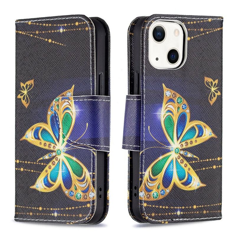 Leren Hoesje Voor iPhone 13 Mini Magische Vlinder