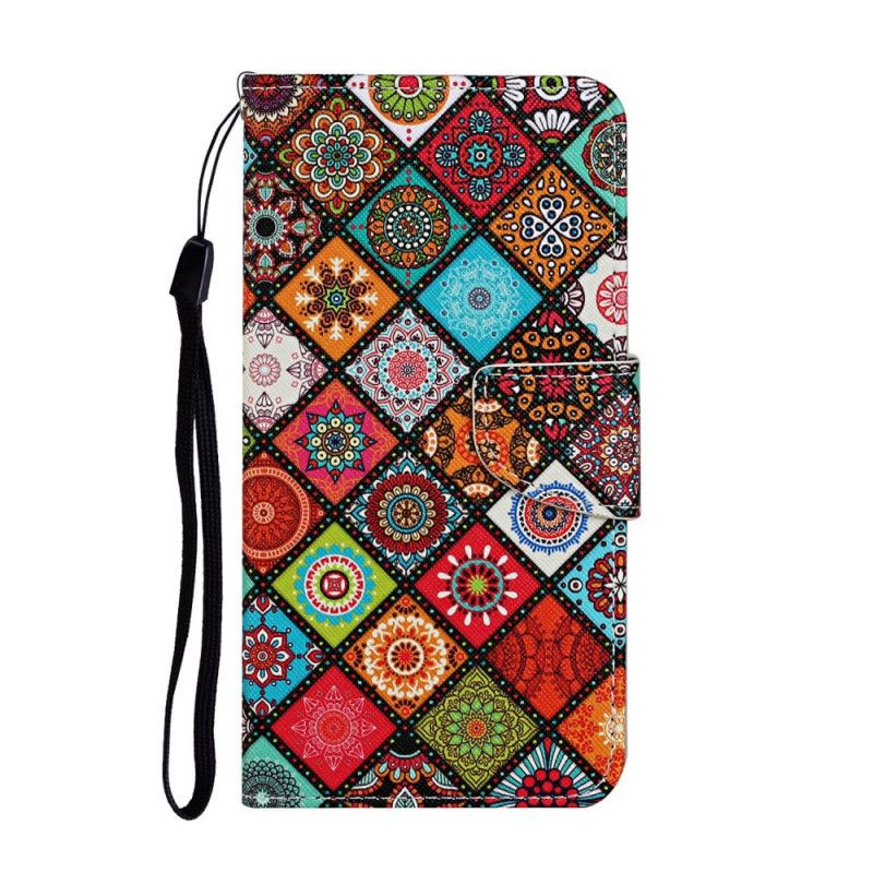 Cover Folio-hoesje Samsung Galaxy S20 Ultra Telefoonhoesje Patchwork Mandala'S Met String